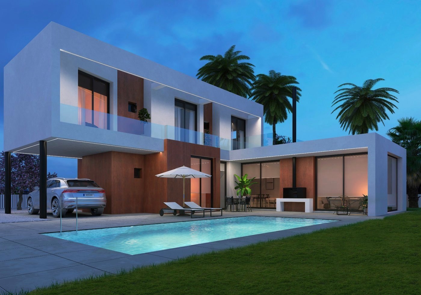 Luxuriöse Villa im modernen Stil zu Fuß zum Strand